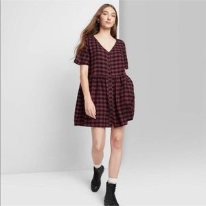 Wild Fable Wine Plaid Dress